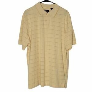 Haggar Men's Yellow & Gray Striped Short Sleeve Cotton Blend Polo Shirt